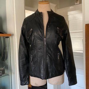 Classic Black Faux-Leather Jacket